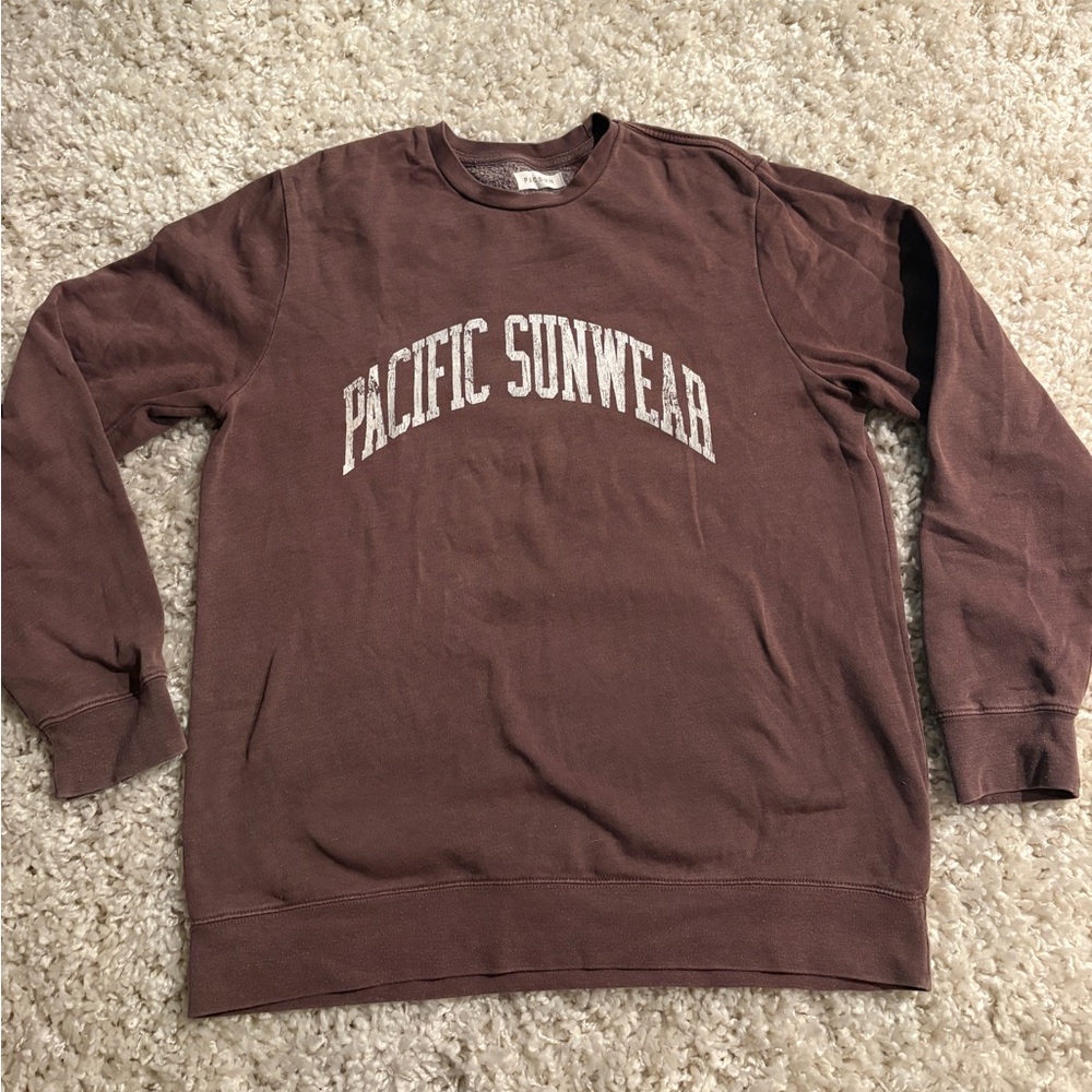 Pacific Sunwear Men's Chocolate Brown Crewneck